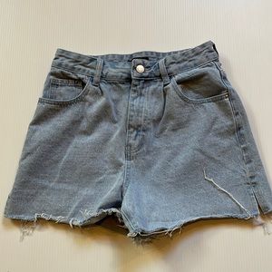 Shein light blue denim, cut off pleated jean shorts.  Women’s size 28